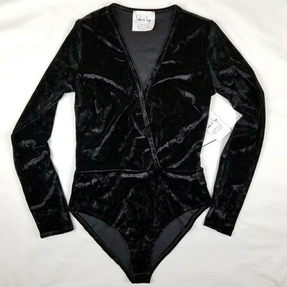Sadie and Sage Crushed Velvet Velour Bodysuit - Picture 2 of 4